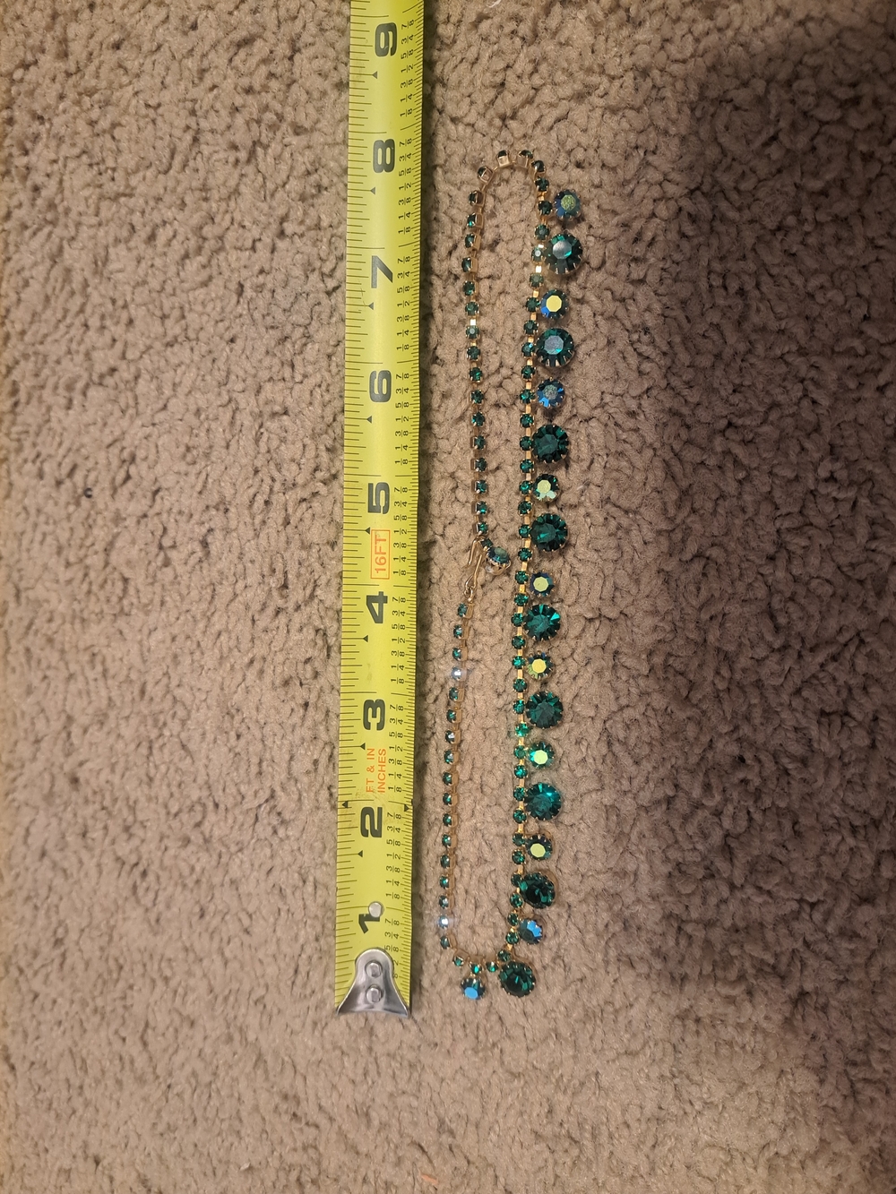 Vintage Emerald Green Crystal Necklace